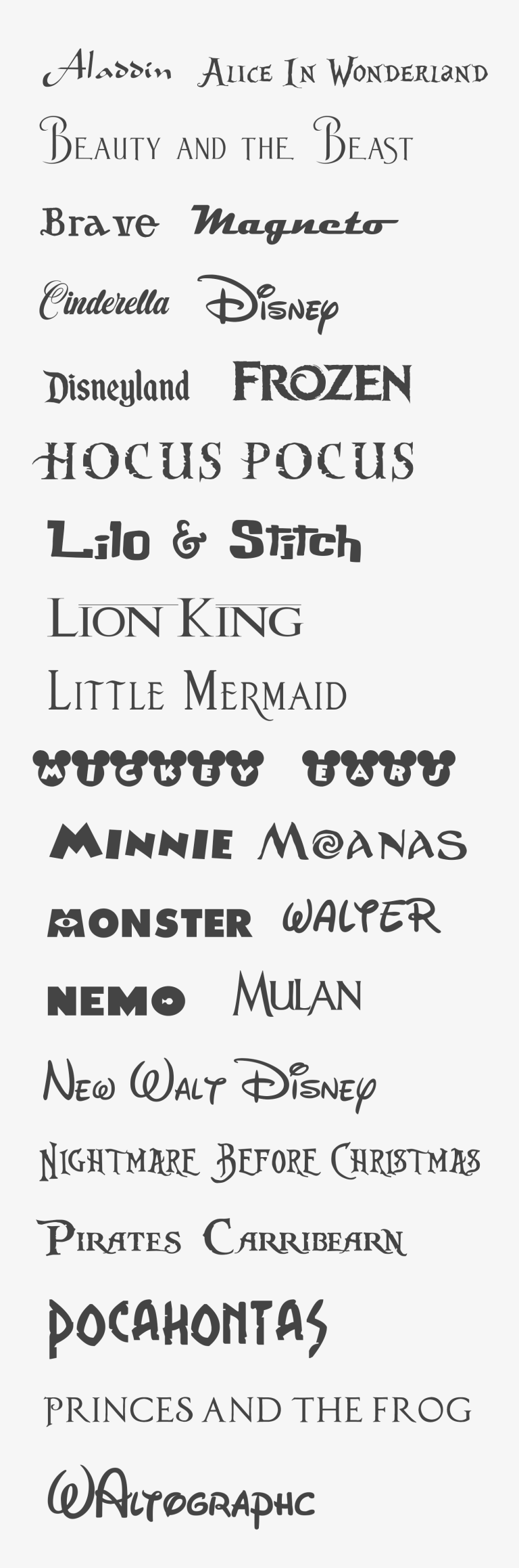 Disney Font Family - Dafont Free